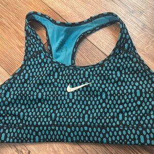 Nike Women's Teal and Black Patterned Sports Bra